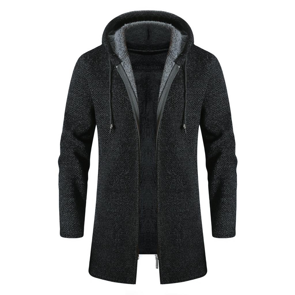 Men's Sweaters Coat Autumn Winter New Warm Zipper Medium Long Velvet Cardigan Sweaters Man Casual Knitwear Plush Sweatercoat Mens Clothes