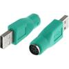 DGZZI USB-адаптер на PS2, 2 шт., зеленый, адаптер-конвертер PS/2 female на USB male для мыши и клавиатуры, зеленый