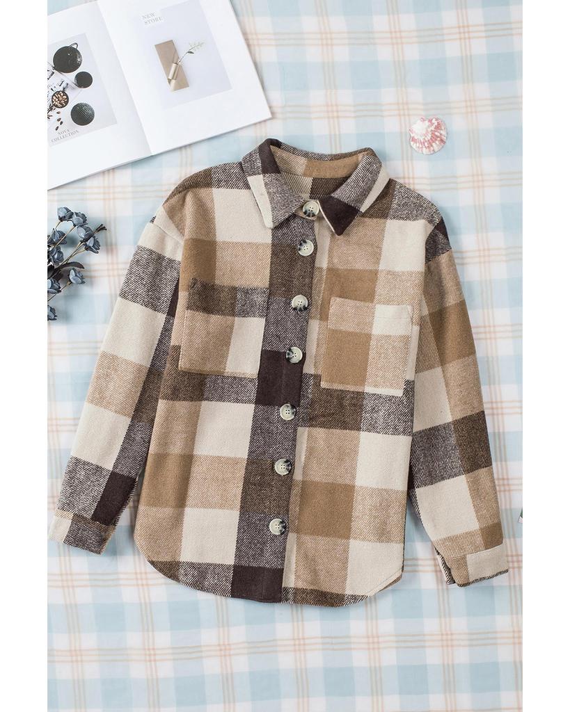 Azura Exchange Color Block Buttoned Long Sleeve Jacket with Pocket