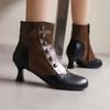 Women's High-heeled Short Boots Autumn and Winter New Retro Color-matching Large-size Short Boots