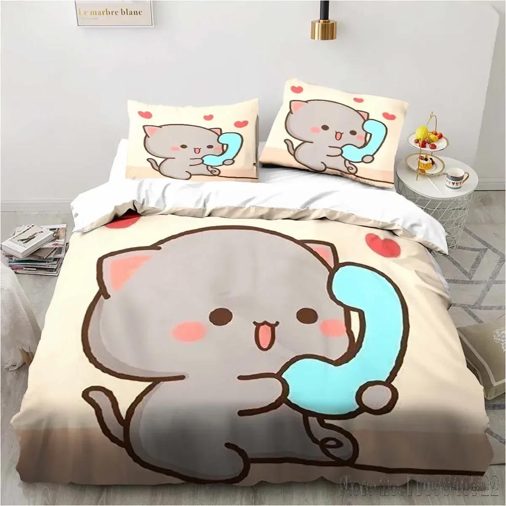 3d Printing Cartoon Bubu Dudu Bedding Set Three-piece Set Anime Adult Kid Bedroom Duvet Cover Sets Home Textiles Birthday Gifts
