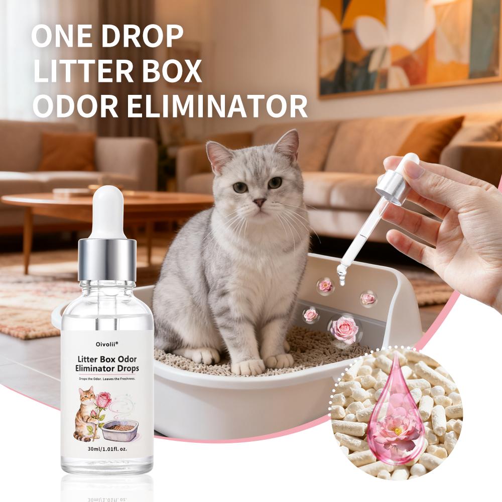 Oivolii Rose Fragrance Pet Litter Odor Eliminator Drops Effective Odor Reduction Fresh Scent Formula