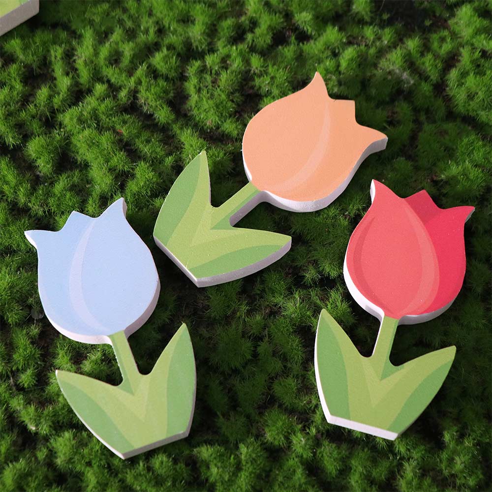 6Pcs Double-Sided Tulip Layered Tray Decoration Candy Color Plastic Floral Decoration  Easter Party