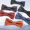 Solid Color PU Leather Bow Tie Adjustable Retro Cravat Simple Men Necktie  Business