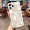 Чехол для iPhone 14 Pro Max Цветок Ромашки Прозрачный Чехол для Телефона для iPhone 11 12 13 15 16 XS XR X 7 8 Plus Кошелек Держатель для Карт Чехол