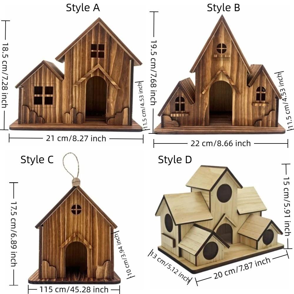 Creative Rainproof Wooden Bird House Ventilation Decorative Bird Villa Handmade Hatching Nest Outdoor Garden