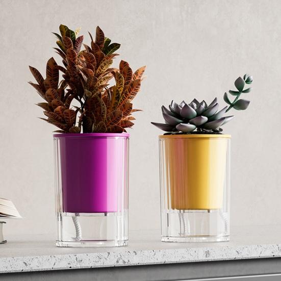 Самополивающийся горшок с дренажным отверстием для комнатных и уличных гидропонных растений, глубокий видимый резервуар, кашпо для цветов с фитильным шнуром