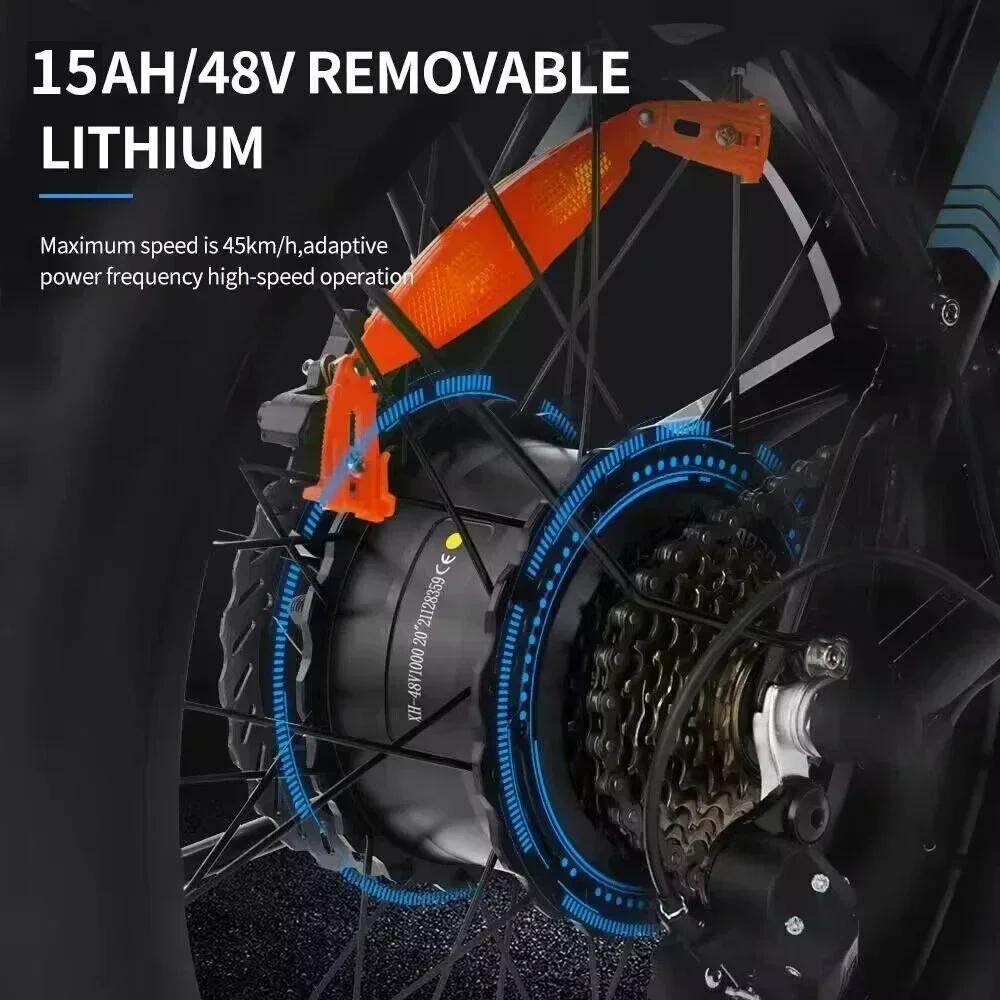 Ridstar H20 1000 Вт Двигатель 48V15AH Аккумулятор 20*4.0 дюймов шина Складной электрический велосипед Съемный аккумулятор