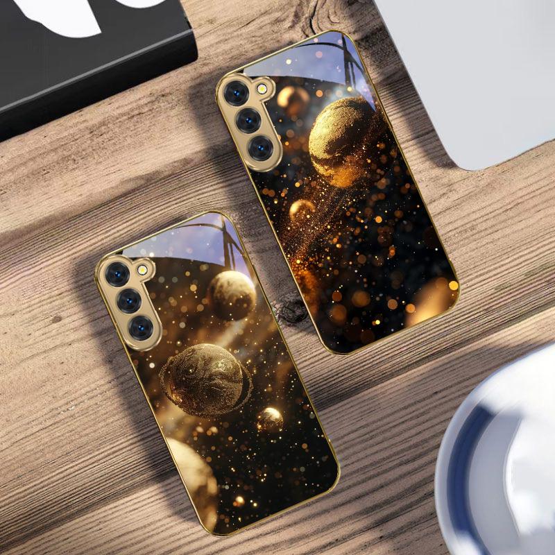 Модель Золотая Вселенная Для Samsung Galaxy S20 FE S21 S22 S23 Plus S24 Ultra 25Ultra S21+ S9+ S22Plus Чехол для телефона из золотого стекла