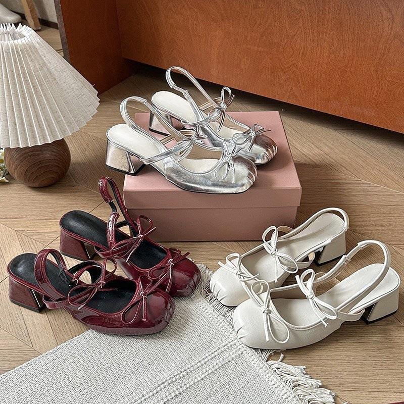 Baotou Sandals Women Wear Beautiful Bow Thick Heel Mary Jane Shoes Temperament High Heels