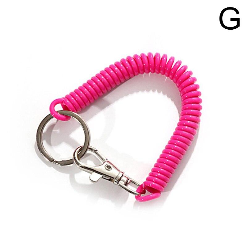 Эластичная пружинная веревка, брелки для ключей, серебряный цвет, металлический карабин для кемпинга, анти-потерянный телефон, пружинный брелок
