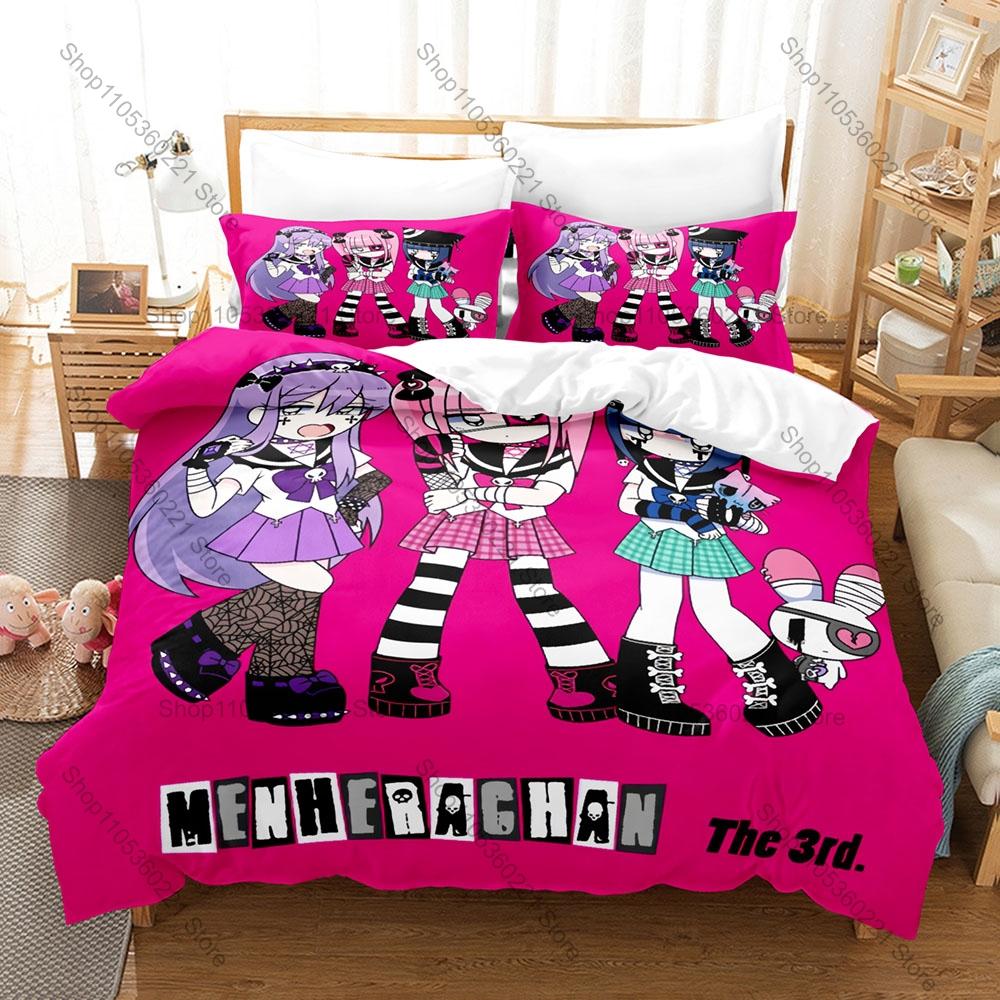 Menhera Chan Duvet Cover + 2 Pillowcases Nanase Kurumi Cute Hoodie Anime Print Soft Polyester Bedding Decor For Kawaii Sticker