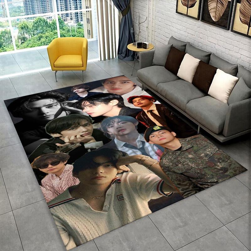 Знаменитый B-BTS Ким Тэ Хён V KPOP Нескользящий коврик для гостиной, спальни, игровой комнаты, коврик на пол, ковер для домашнего декора, детская комната