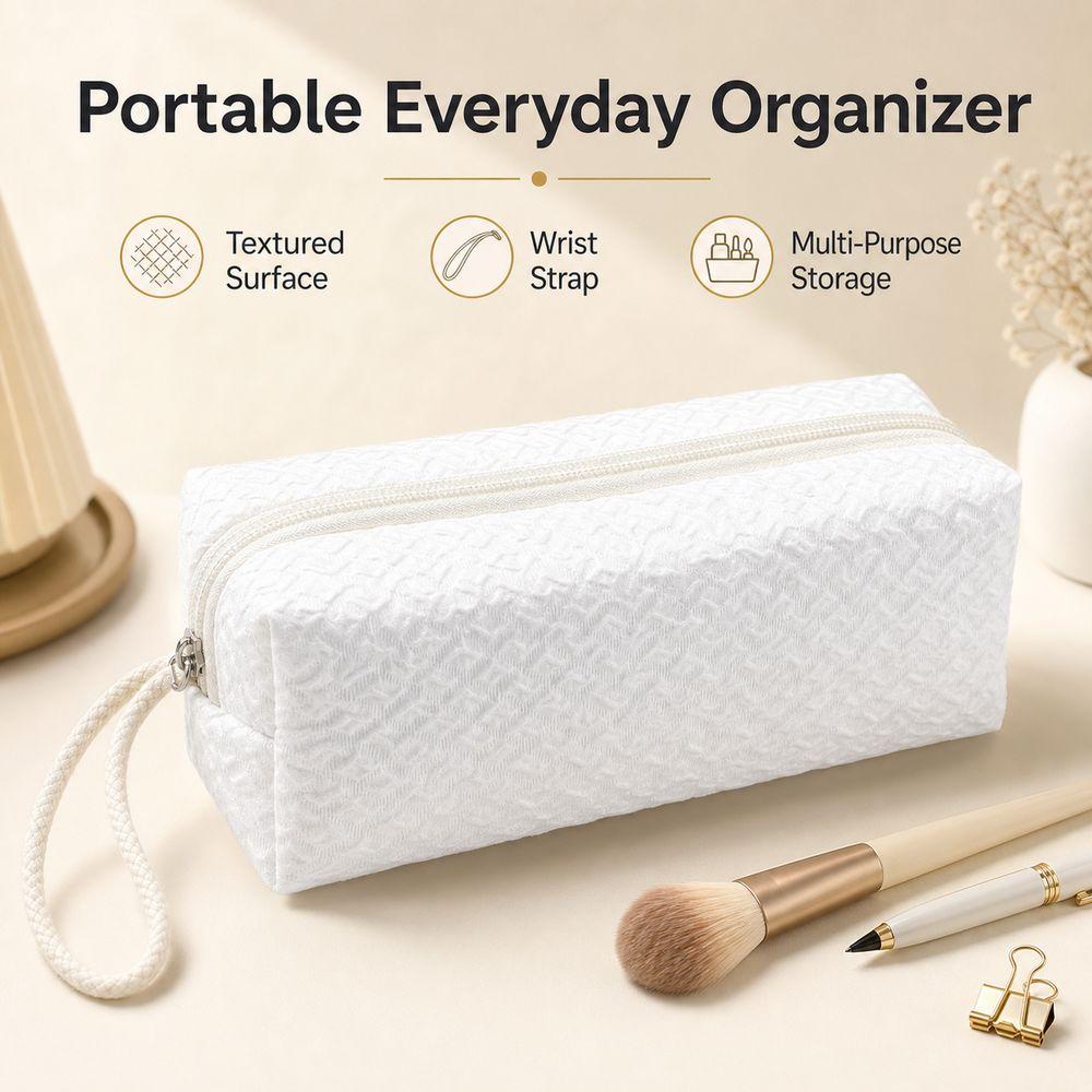 Zipper Closure Zipper Pouch Textured Surface Pencil Case High Quality Makeup Bag Makeup Storage