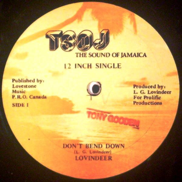12inch Record LLOYD LOVINDEER - Don't Bend Down / Lickshot Man NONE TSOJ 1987 Jamaica Reggae, Ska & Dub Used