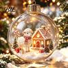 Decorative Hanging Balls Glowing Christmas Story Ornament, Light?Up Mini Holiday Scene Ball with Warm Garden Party Ornaments LED Light, Clear