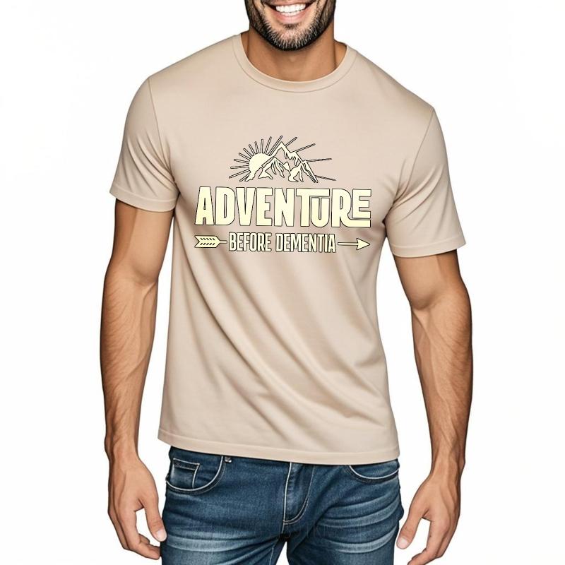 Oversized Summer Man tshirt Adventure Before Dementia Mountain Sunburst Short Sleeve Workout Round Neck Tshirt Teeshirt Male