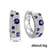 Cao Shi Korean Blue & White Zircon Diamond Earrings: Elegant Round Ear Buckles, Versatile Celebrity Style