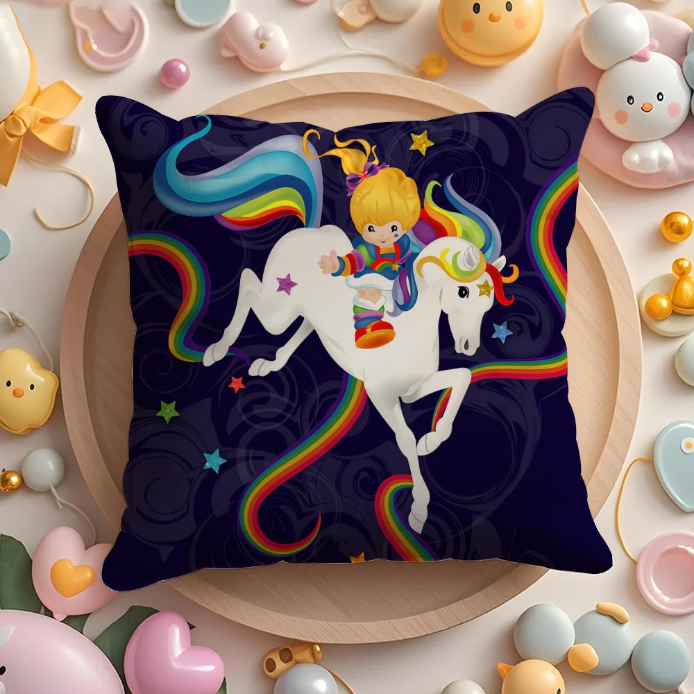Cute RRainbows BBrite Pillow Case Soft Plush Fabric DoubleSided Printed Cushion Cover Warm Winter Sofa Pillow Case