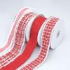 Woolen Woven Ribbon White Woolen Edge Big Red Ribbon Woolen Plaid Hair Accessories Clip Bow Accessories Elegant Home Decorating Activity Supplies