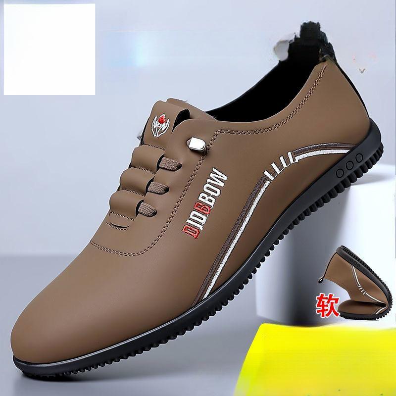 Autumn and Winter Men's Shoes Leather Thick-soled Soft-soled Non-slip and Wear-resistant Waterproof Soft Leather Surface All Black Work Leather Shoes