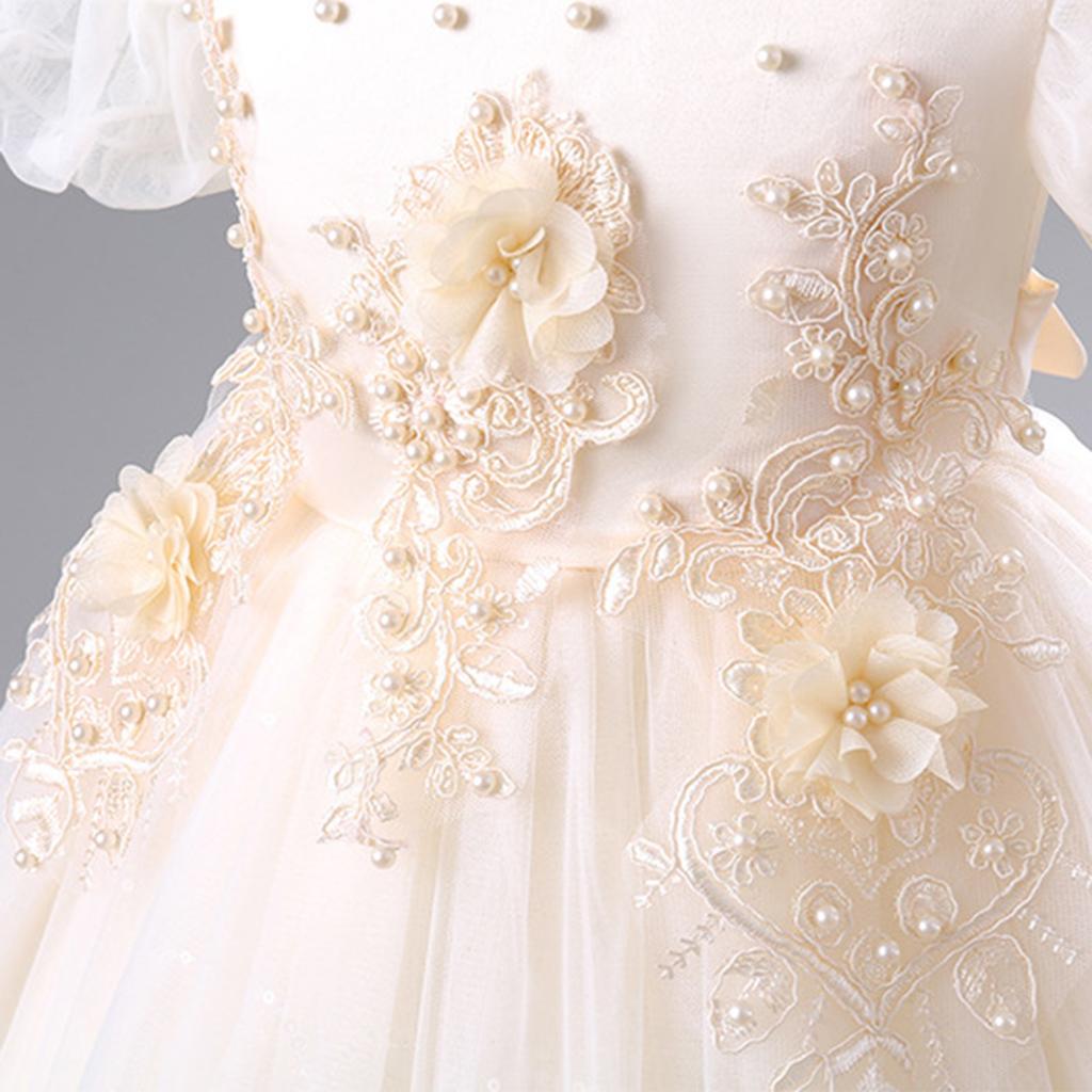 Детское модное однотонное платье принцессы с круглым вырезом среднего размера для девочек, пышное сетчатое платье