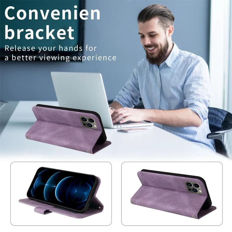 Длинный кожаный чехол-раскладушка с ремешком для телефона Xiaomi Redmi Note 13 12 Pro 12S 11A 13C 12C A3 Poco X6 Pro X5 F5 M3 M6 Pro C61 C65 C55, магнитный чехол-бумажник