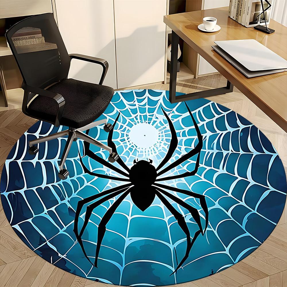 1PCSpider Web Office Round Area Rug, Mat Suitable For Office, Under Office Chairs Bedroom Living Room Home Decor, Room Deco