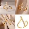 Elegant Geometric Zircon Wave Ring Zinc Alloy Gold or Silver Plated Wedding Rings Jewelry Gift for Fashion Forward Women