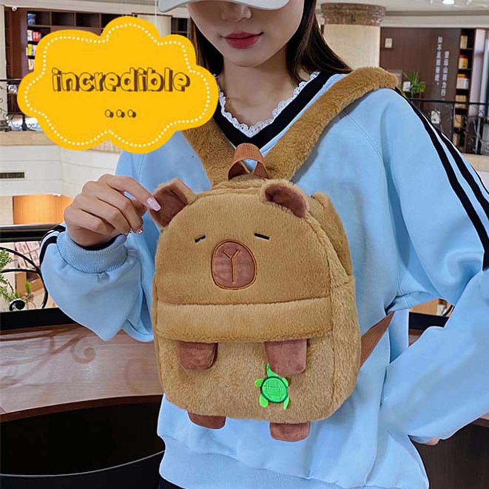 Embroidered Capybara Plush Backpack Cute Large Capacity School Bag Cartoon Animal Daypack Gifts