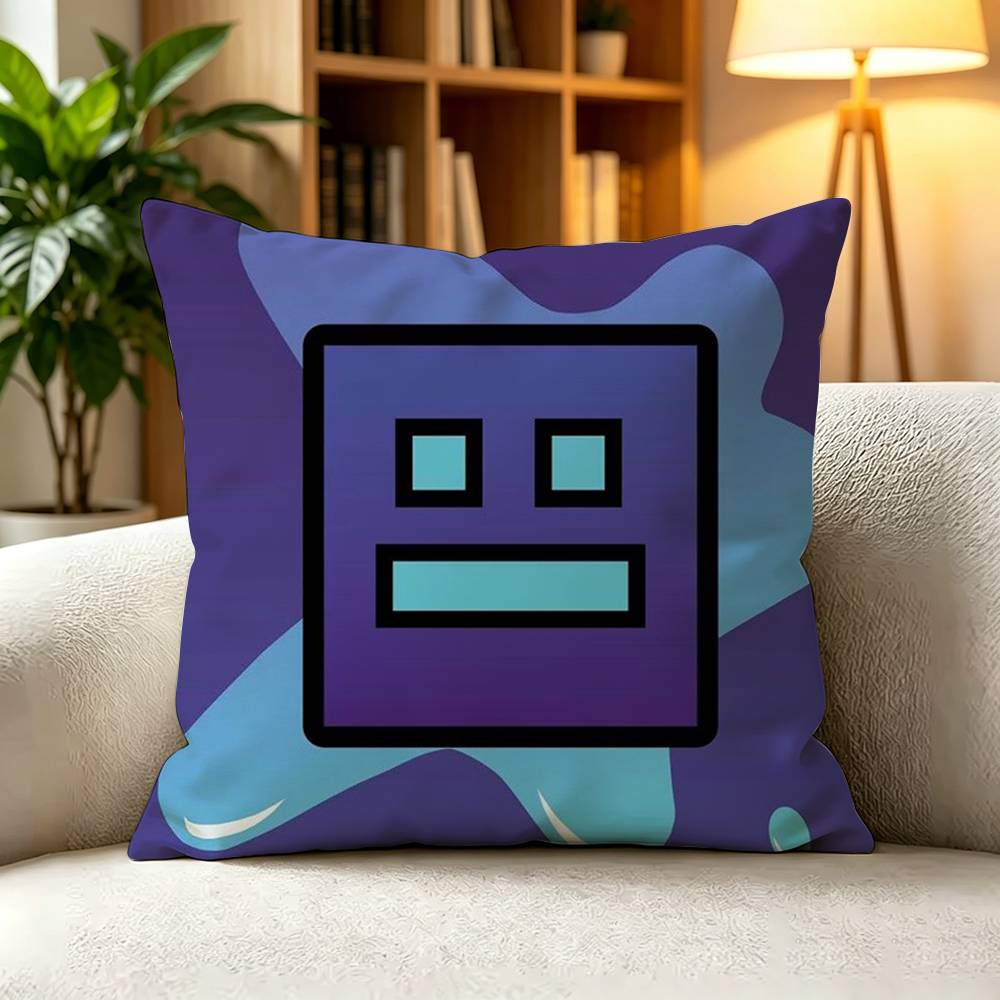 GGeometry Dash Lite Rhythm Game Square DoubleSided printed Pillow Case Bedroom Bedside Pillow Sofa Cushion Cover