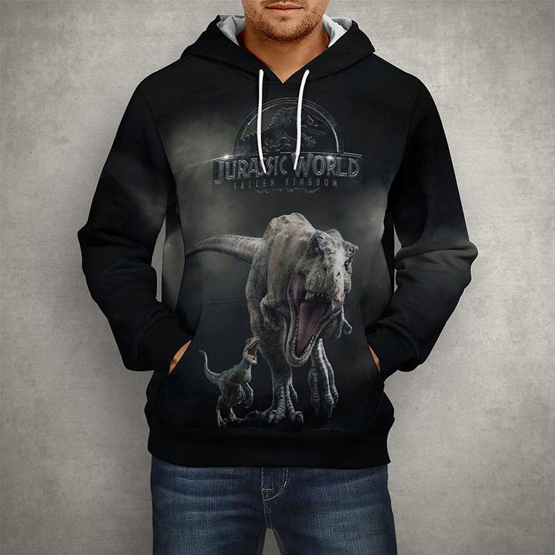 Осенние мужские толстовки с капюшоном, топы с парком Юрского периода, пуловер с 3D принтом, модная одежда, повседневные толстовки с изображением Мира Юрского периода, уличная одежда, пальто с динозавром