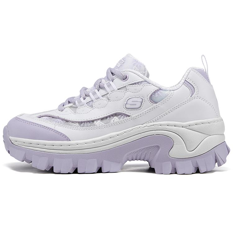 Skechers Hi-Ryze Кружевные Тортовые Туфли Ткань Синтетическая Кожа Удобные Низкие Папины Кроссовки Женская Кроссовка Белый Фиолетовый 177229-WLV