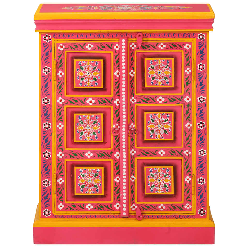 Mango Wood Sideboard Solid Wood Hand Painted in Pink