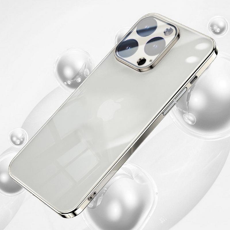 Прозрачный жесткий корпус телефона для iPhone 15 Pro 14 13 Pro Max 12 11 15, роскошная цветная рамка, противоударное стекло, защитный чехол для объектива