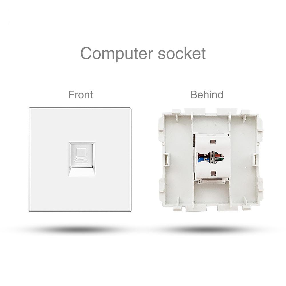Сенсорный выключатель света из закаленного стекла, белый европейский стандарт, немецко-французская настенная розетка с USB-выключателем, модуль RJ45, комбинация «сделай сам»