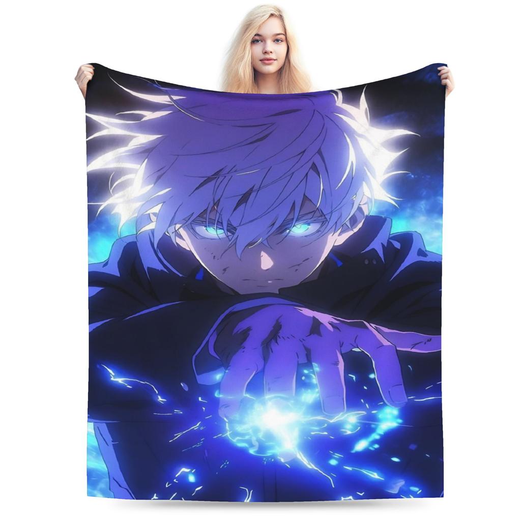 Gojo Satoru Blankets Winter Super Soft Throw Blanket For Girl Bedroom Flannel Bedspread Bed Cover