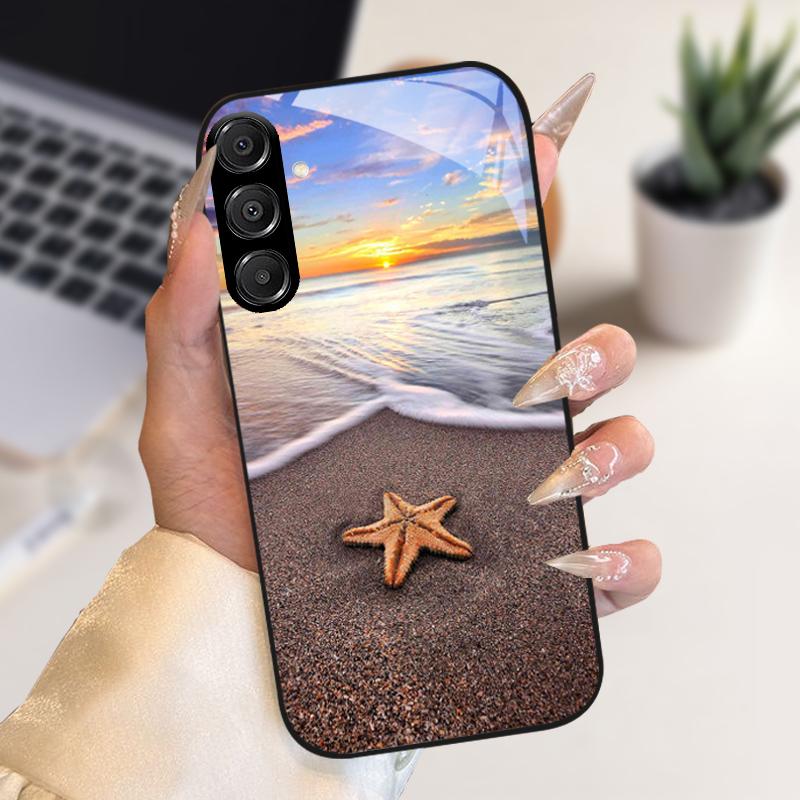 Модный Чехол Для Samsung A55 A56 Чехол A25 A26 Закаленное Стекло Чехол Для Телефона Для Galaxy A15 A35 A36 Жесткий PC Стекло Защитный Fundas