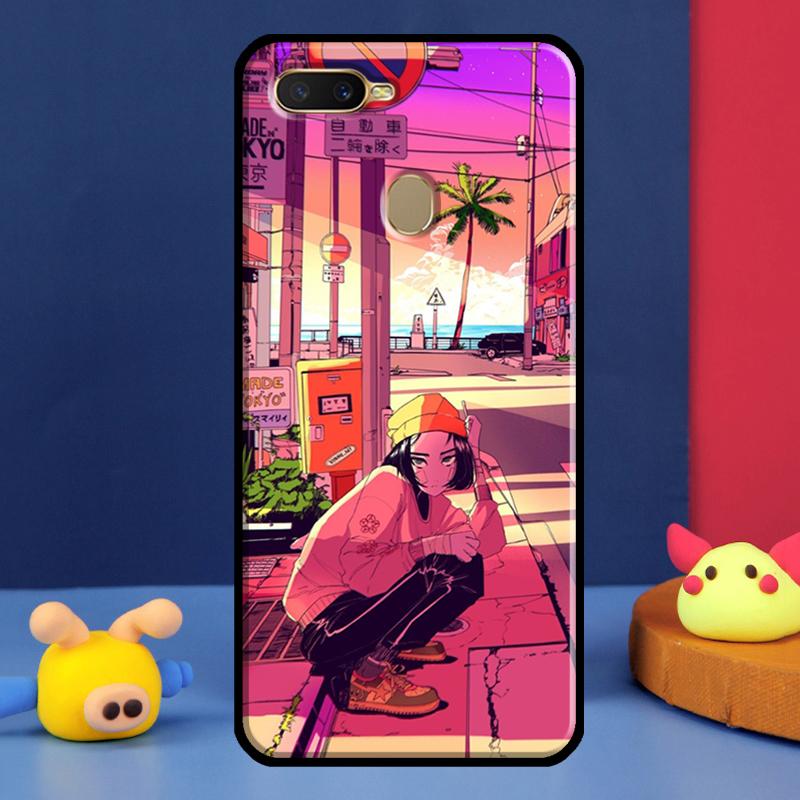 Чехол Vaporwave Glitch Аниме для Oppo A98 A78 A58 A15 A16 A17 A5 A9 A91 A52 A72 A76 A96 A74 A94 A54 S A57 A77