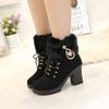 Women's Autumn and Winter Snow Boots   Models Thick-heeled Short-tube Women's Boots Side Zipper Fashion  High-heeled