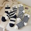 Женские осенне-зимние теплые милые полосатые носки-гольфы с толстым плюшевым подкладом