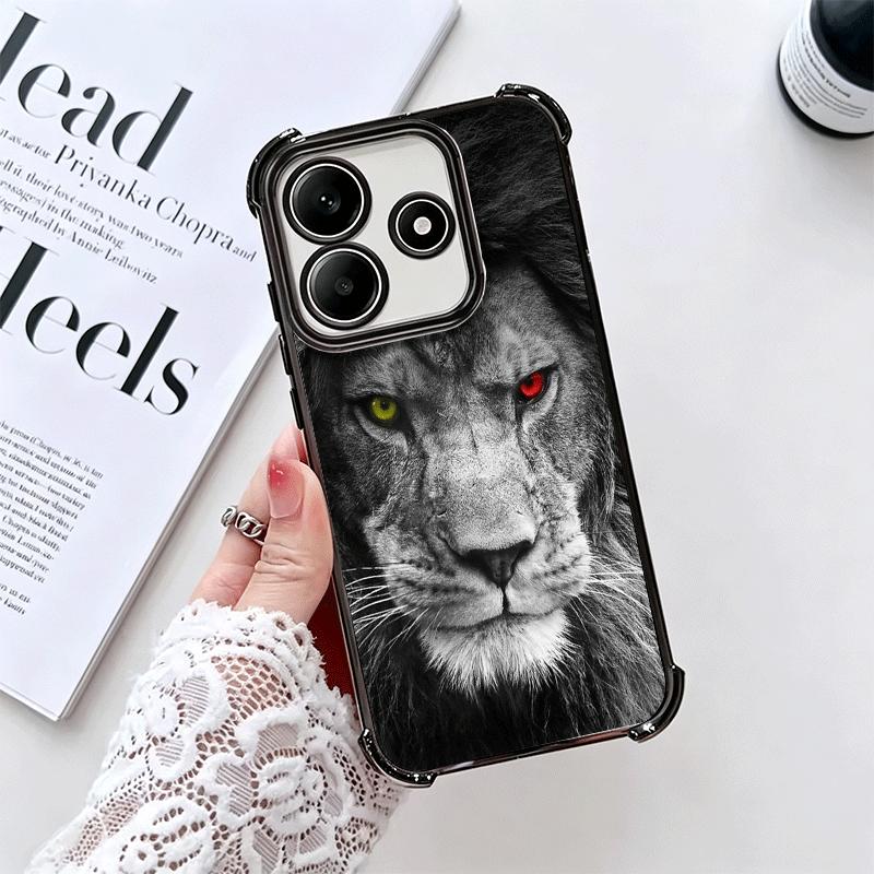 Lion Male Man King Plating Phone Case For Xiaomi Redmi Note 14 15 Pro Plus 13 12 11 11S 11T 10 9S 9 5G Anti-Fall Airabag Cover