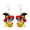 Themed Halloween Cat Pumpkin Skull And Dog Pattern Women Acrylic Earrings