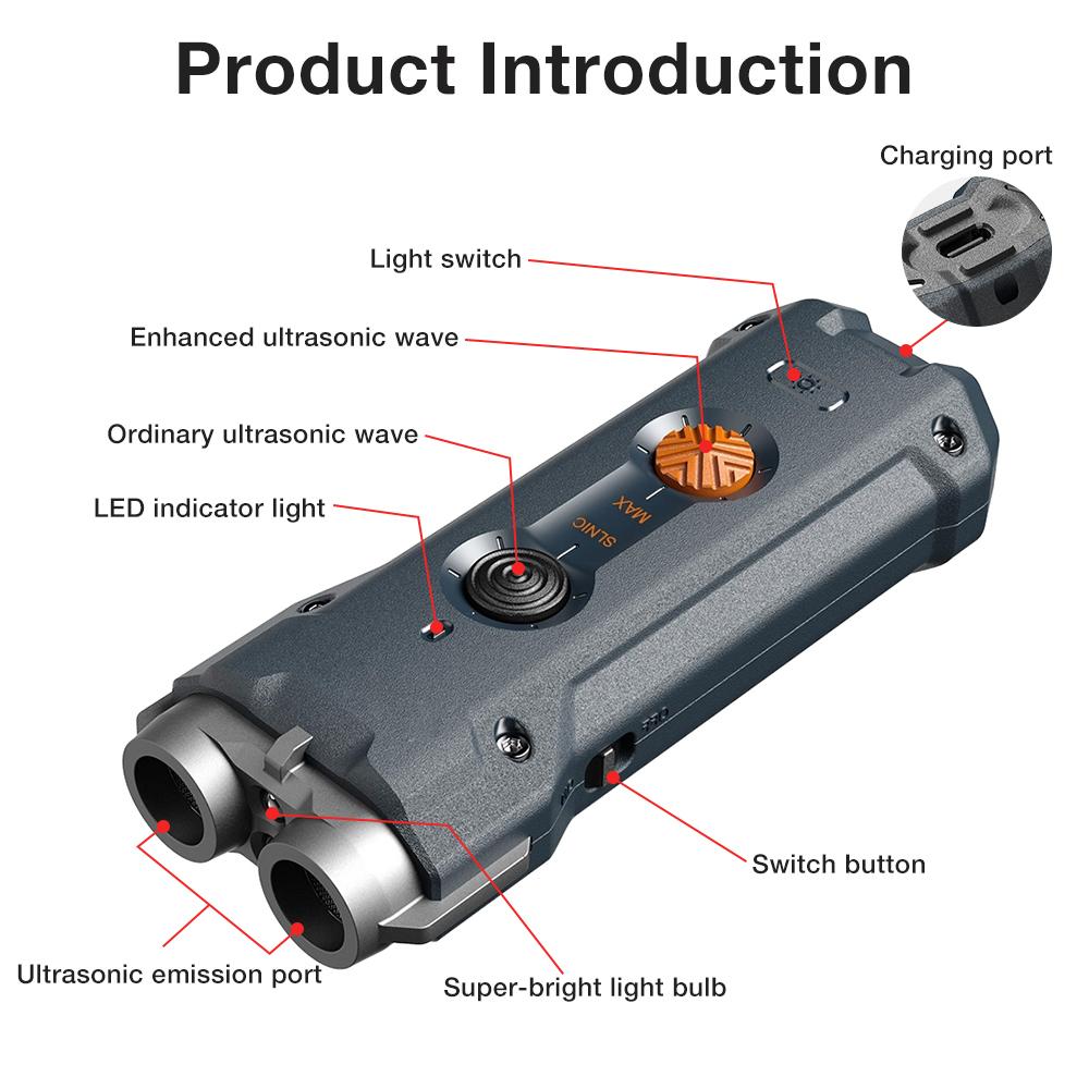 Двойные фонарики 32 фута Ультразвуковой отпугиватель домашних собак Ультразвуковой дрессировщик собак Товары для дрессировки домашних животных Средство отпугивания Стоп лай