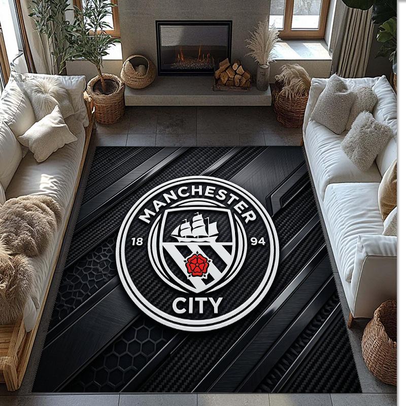 Фланелевый ковер с принтом Manchester City, нескользящий, мягкий, из полиэстера, для пола, декоративный коврик для спальни, гостиной, дивана