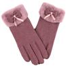 Bow Thickened Suede Gloves Soft Windproof Finger Mittens All-Match Women Anti-cold Gloves  Outdoor