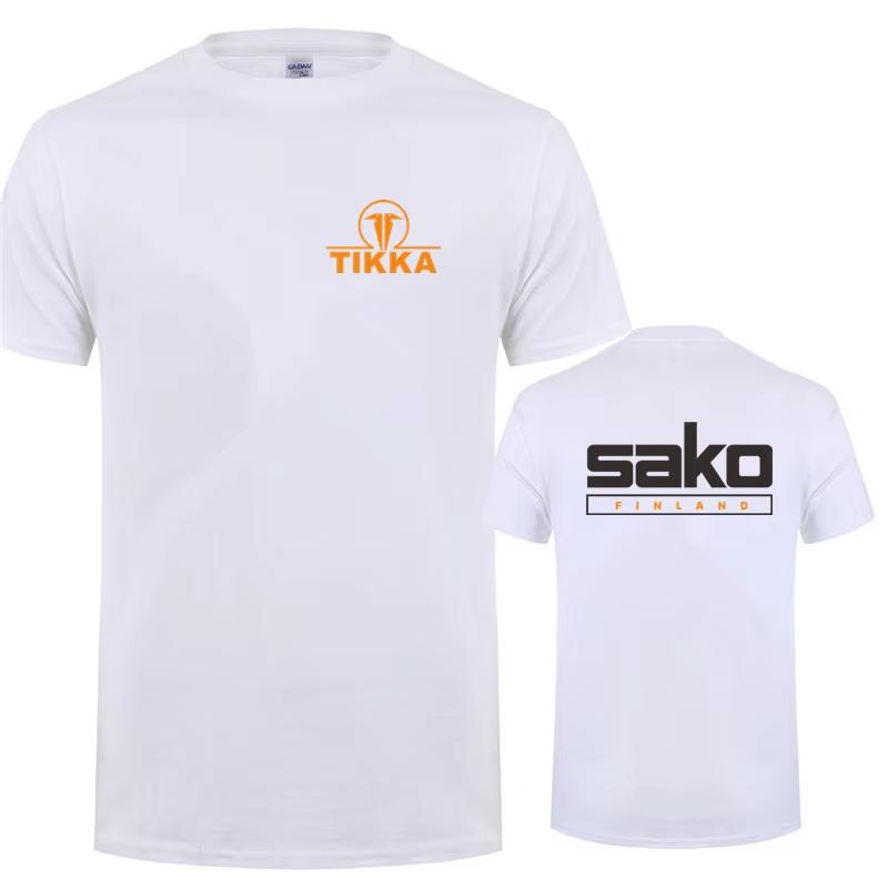 Tikka От Sako Финляндия Огнестрельное Оружие Футболки Футболки Повседневная С коротким рукавом Хлопок Мужская футболка LH-252 Мужская футболка Черная Повседневная Круглый вырез