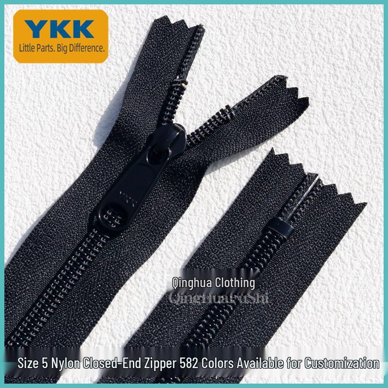 YKK №. 5 нейлоновых молний для карманов брюк с длинным бегунком без фиксатора - Идеально для официальной одежды и багажа.