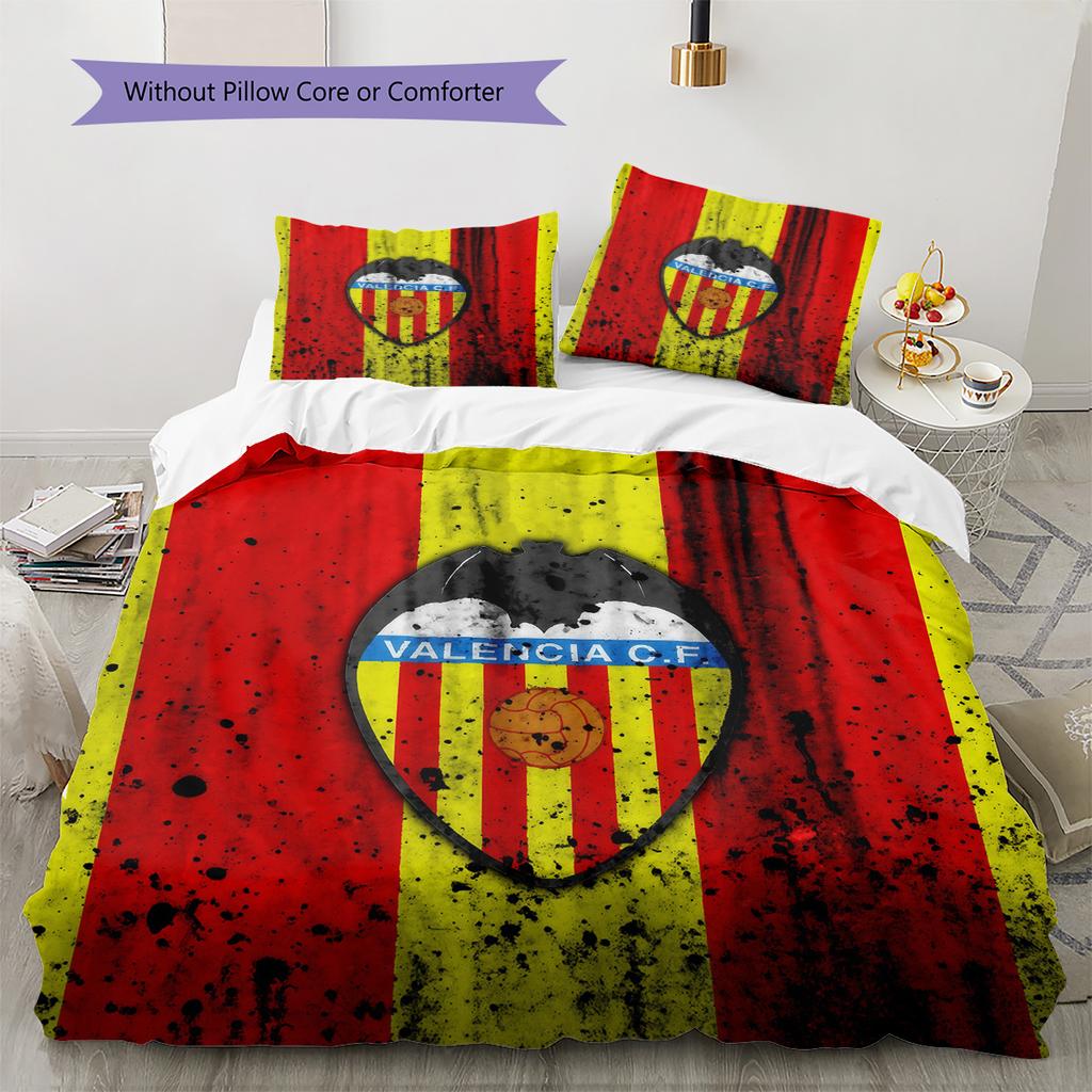 Valencia Club de Fútbol Pattern Bedding Quilt Set Home Decoration Gift (1 * duvet cover + 2 * pillowcase without core)