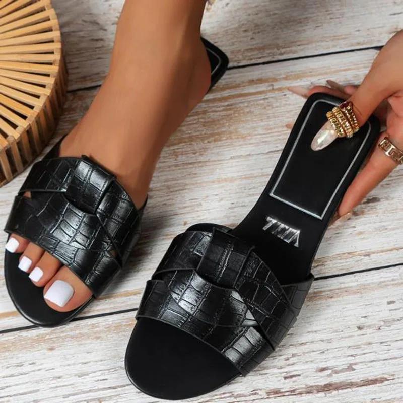 Fashion Woman Flat New Slippers Woven with Comfortable Women's Shoes Casual Bottom Slippers Women Shoes Ladies Summer New